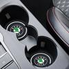 2pcs Car Auto Water Cup Slot Non-Slip Mat Accessories For Skoda Octavia Rapid Kodiaq Karoq Superb Fabia Kamiq VisionS