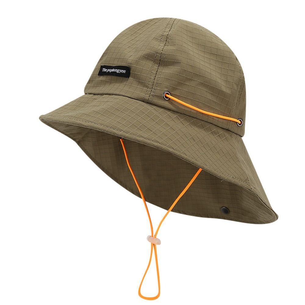 with Neck cover Drawstring Fisherman Hat Solid Color Hiking Hat Wide Brim Sun Hat Unisex