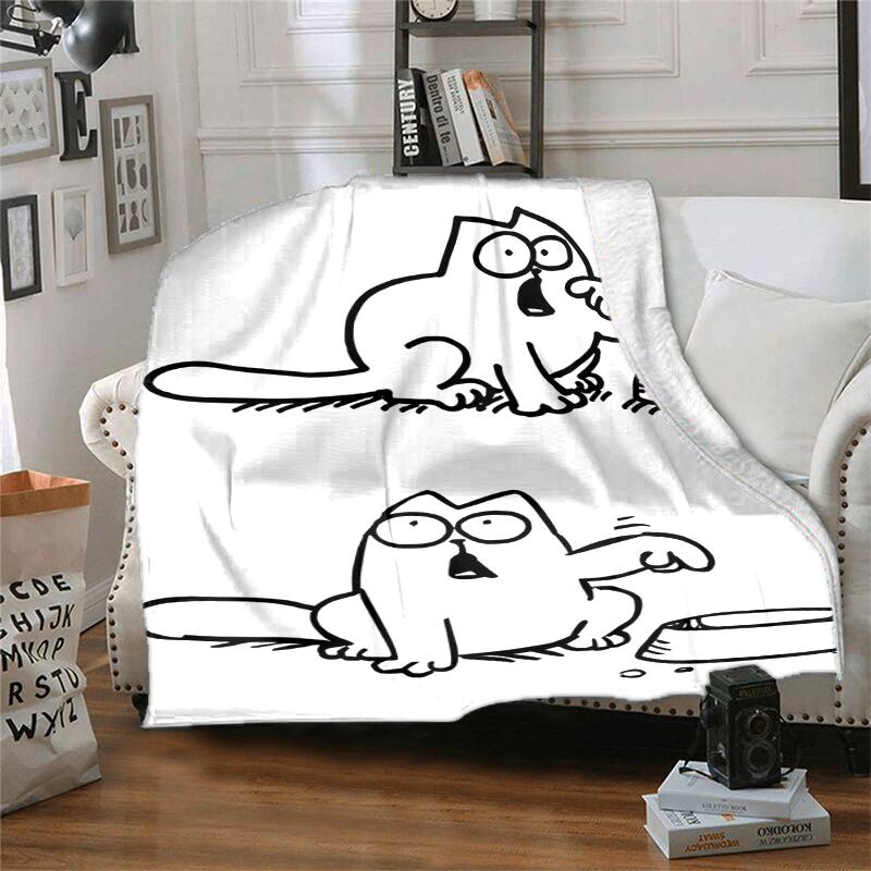 Simon's cat Flannel Blanket Soft Warm All-Season Throw, Design for Camping, Car Travel, Hiking Sofa, Bed, Office Perfect Gift for Parties
