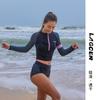 Женский быстросохнущий топ с длинным рукавом для защиты от солнца (rash guard) 7/8 с молнией для серфинга, плавания, бега, езды на велосипеде