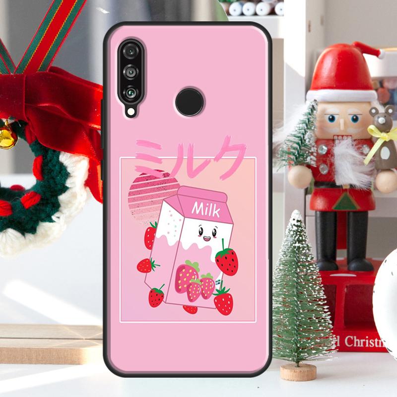 Kawaii Strawberry Milk For Huawei Nova 7i 8i 11i 12i 12s Y73 Y70 Y90 Y60 Y72 Y61 Y91 9 10 SE P30 Pro P40 Lite Case