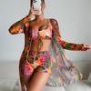 1011 New Sexy European and American Multi-color Special Fabric Fashion Bikini BIKINI Three-piece Women's Swimsuit