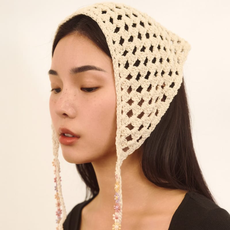 Naked Surf Club Flower Crochet Bonnet (Beige)