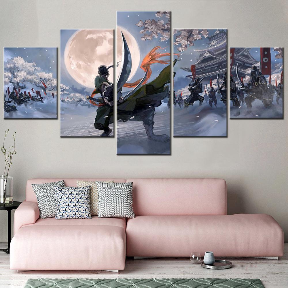 Печать на холсте, 5 шт., картина, король пиратов, воин, аниме, мультфильм, современное украшение для спальни, постеры, настенная картина для комнаты