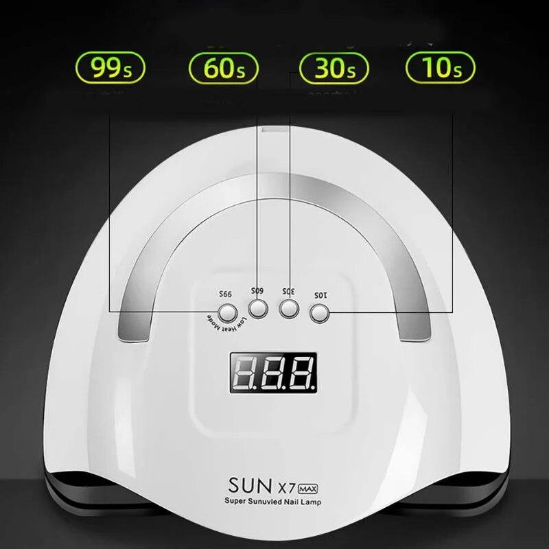 180 Вт Sun X7 Max Сушилка для ногтей Портативная ЖК-дисплей 57 шт. УФ-светодиодная лампа для ногтей с бусинами и 4 таймерами 10 s 30 s 60 s 99 s
