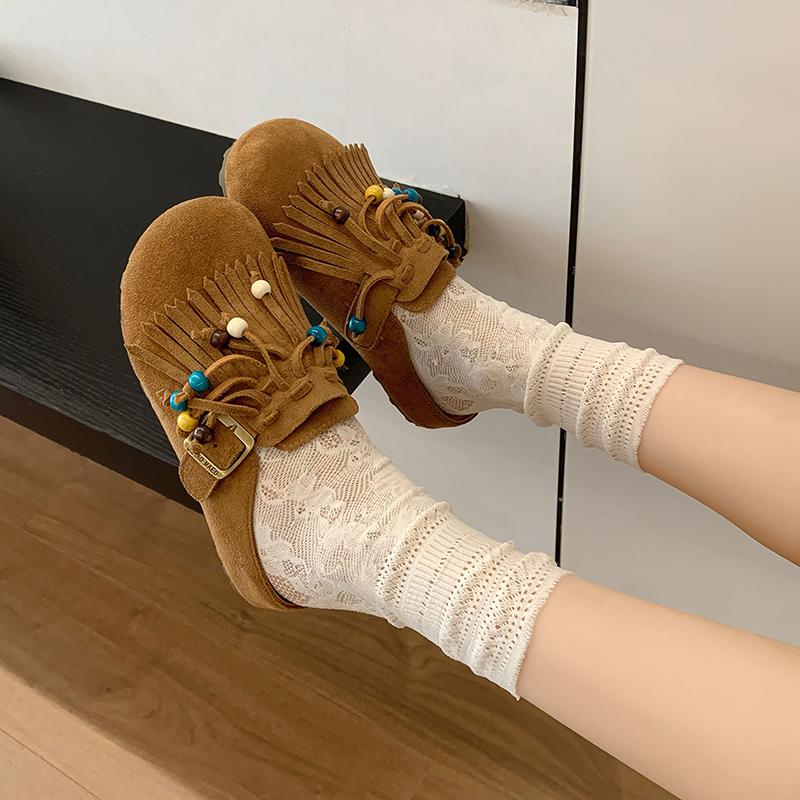 Модные Ретро 2025 Новые Платформа Баотоу Ленивые Плоские Удобные Богемные Этнические Шлепанцы