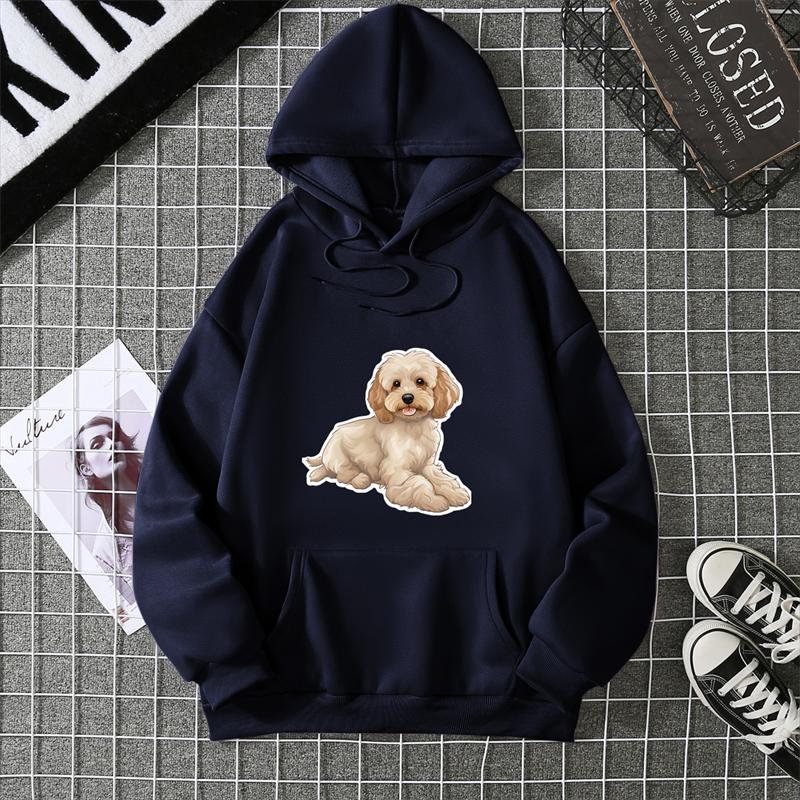 Spring Summer Women's Hoodie 3D Kawaii Dog Printed Fashion Casual Long Sleeve Round Neck Top Loose Clothing