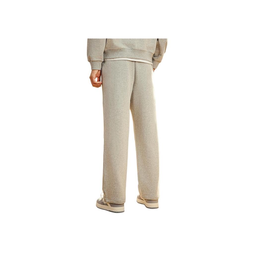 Anta Sports Lifestyle Series Solid Color Loose Straight Leg Casual Pants Men Bottoms Light-Gray 152418322-1