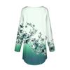 Женская свободная футболка с длинным рукавом с круглым вырезом и принтом, верхний пуловер