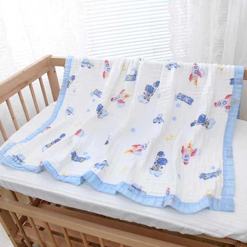 Large Size Infant Bath Blanket High Density Gauze Bath Towel 6-layer for Delicate Skin Quick Drying and Breathable