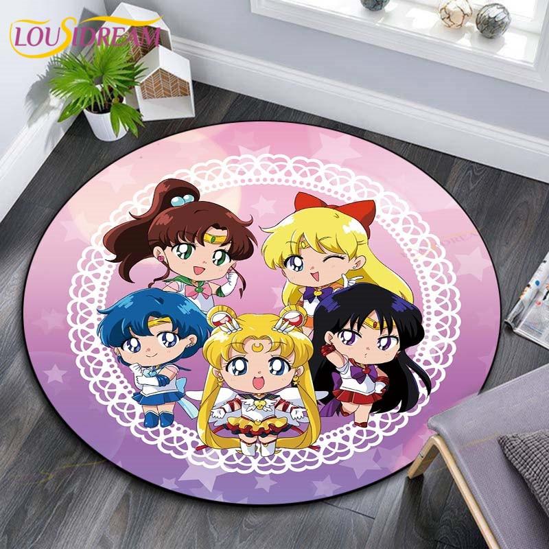 Коврики «Сейлор Мун», ковер в стиле аниме, трендовые мягкие ковры и коврики для гостиной, противоскользящие коврики для спальни, круглые