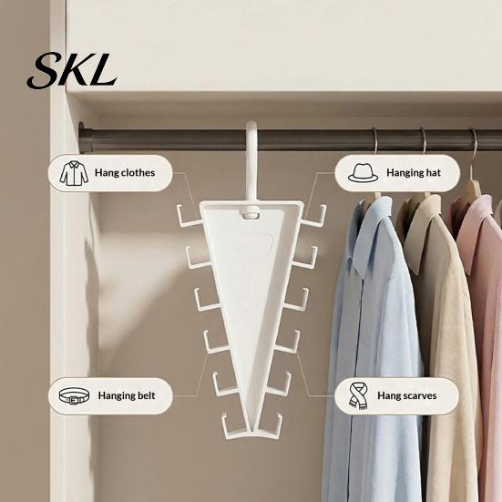 Rotating Clothes Rack V Shaped Double-Sided Closet Organizer, 360 Degree Multi-Layer Vertical Hanger, with Bra And Accessory Organizer 12 Non-Slip