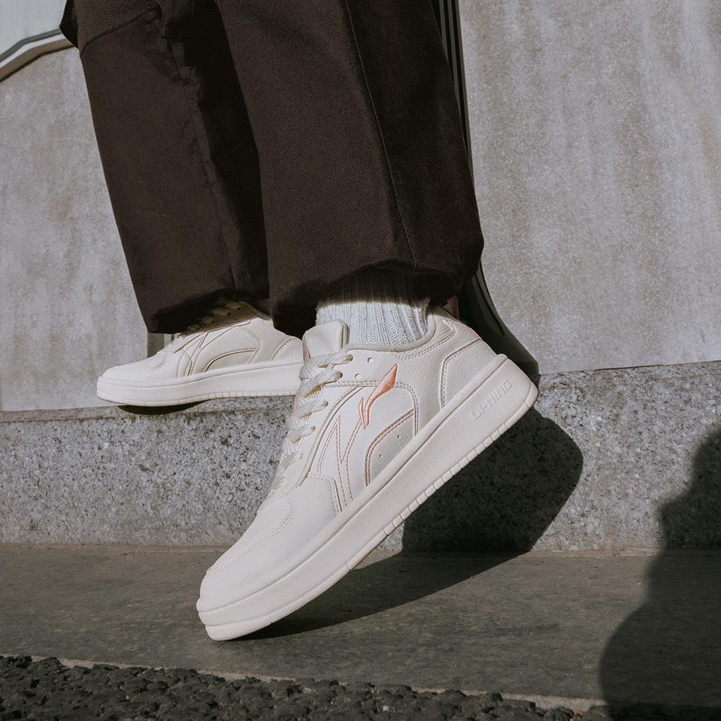 Li Ning Sui Sui Casual Versatile Thick Sole White Sneakers Non-Slip Wear-Resistant Breathable Height Increasing Low-Top Skate Shoes AGCT148-2