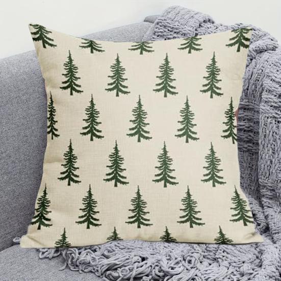 45x45СМ Наволочка на декоративную подушку с рождественской елкой, Наволочка с принтом рождественской елки, Домашняя гостиная, Спальня, Диван, Кровать, Декоративная квадратная наволочка