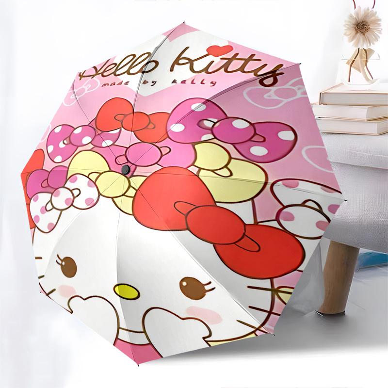 1pc Hello Kitty Automatic Opening/Closing Umbrella with Foldable Design, 8-Rib Iron Frame Outdoor Umbrella, Ideal Gift for Fans, Travelers, Everyday U