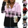 Осенние женские толстовки с капюшоном, модная куртка-кардиган с клетчатым узором на молнии и планкой, обычная посадка с длинными рукавами, повседневное пальто с капюшоном, весенне-осенняя женская одежда