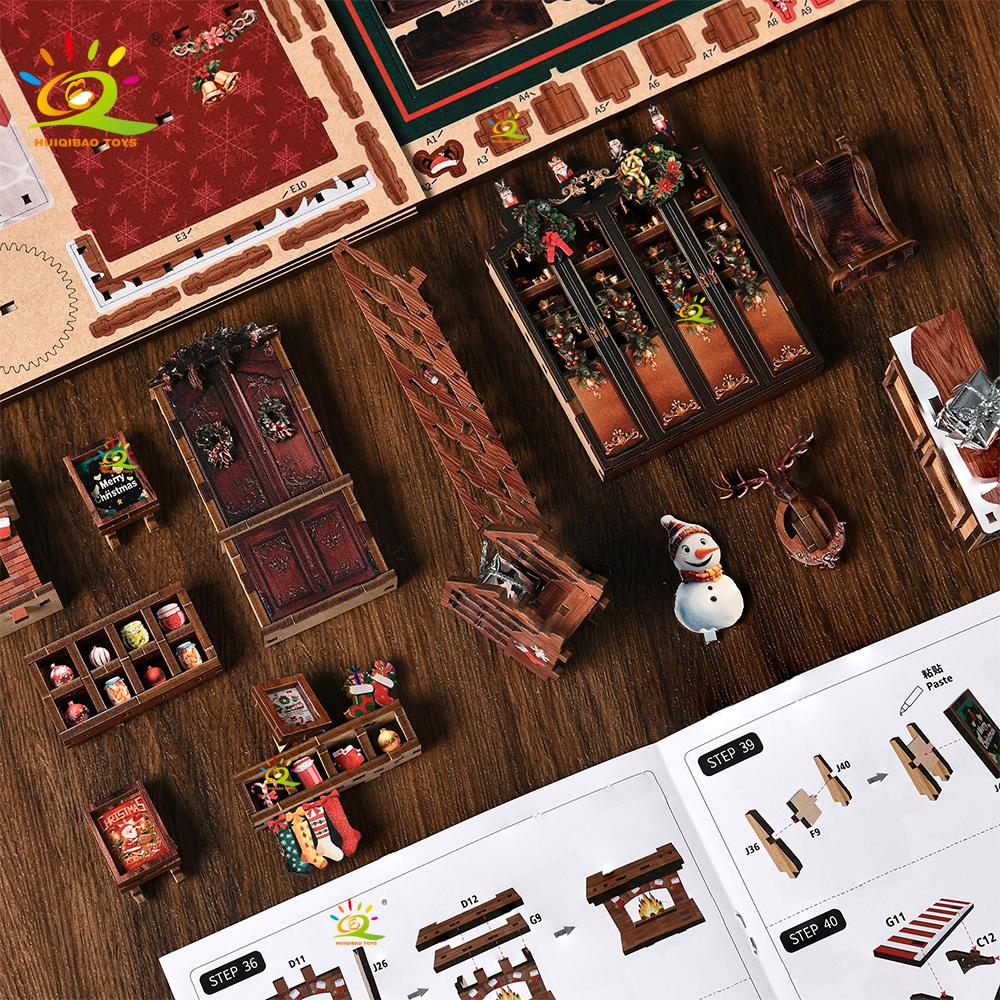 Нетоксичная Винтажная 3D Мини Рождественский Магазин Коллекция Книг Комната DIY Настольная Сцена Строительства Вставка в Полку Декор Игрушки 3D Пазл для Взрослых