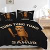 TUNG TUNG TUNG SAHUR Комплект постельного белья Пододеяльник Подарок для спальни, Включает 1 пододеяльник и 2 наволочки, Без наполненияB634