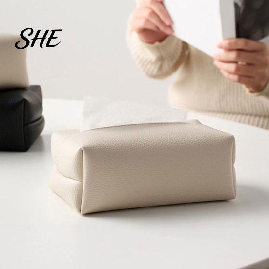 Collapsible Storage for Dormitory PU Leather Tissue Box, Multi-Purpose Desktop Organizer, Durable Case Office Compact Foldable Napkin Dispenser, Desk