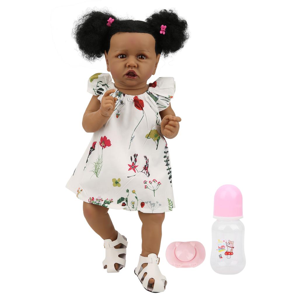 23-дюймовый набор для кукол Reborn Baby, ручная работа, черные волосы, кожа, девочка, кукла, модные детские игрушки, подарок, карие глаза