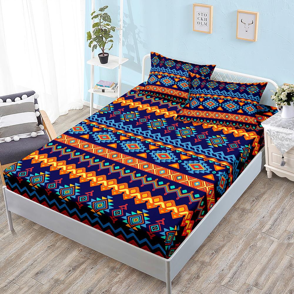 Bohemian Style Sheet Bed Mattress Protector Fashion Bedding Elastic Fitted Sheet Kids Adults Bed Cover Twin Full Queen King Size