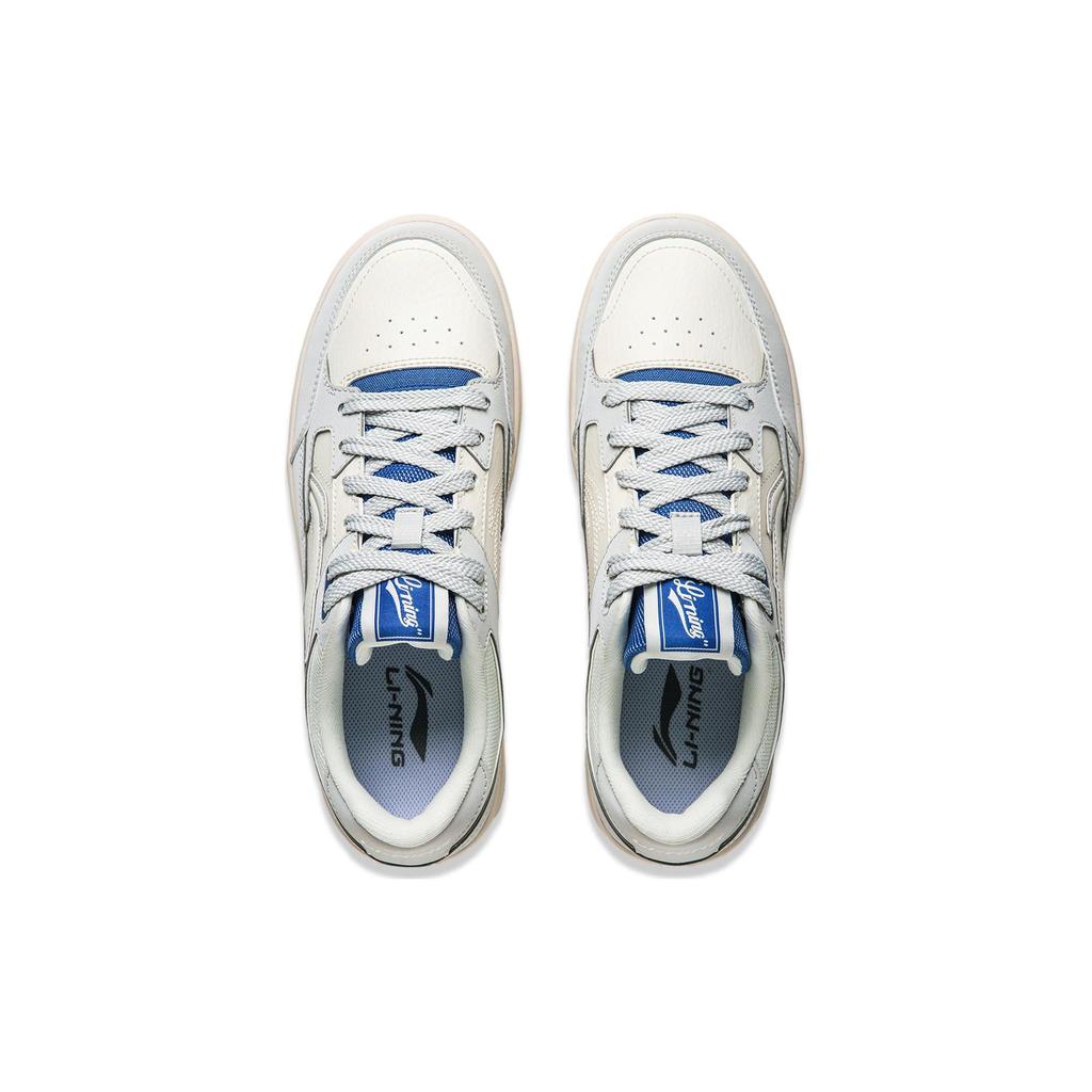 Li Ning Tian Ji Casual Versatile Thick Sole Height Increasing Non-Slip Wear-Resistant Low-Top Skate Shoes Men Sneakers Gray White AGCU095-4