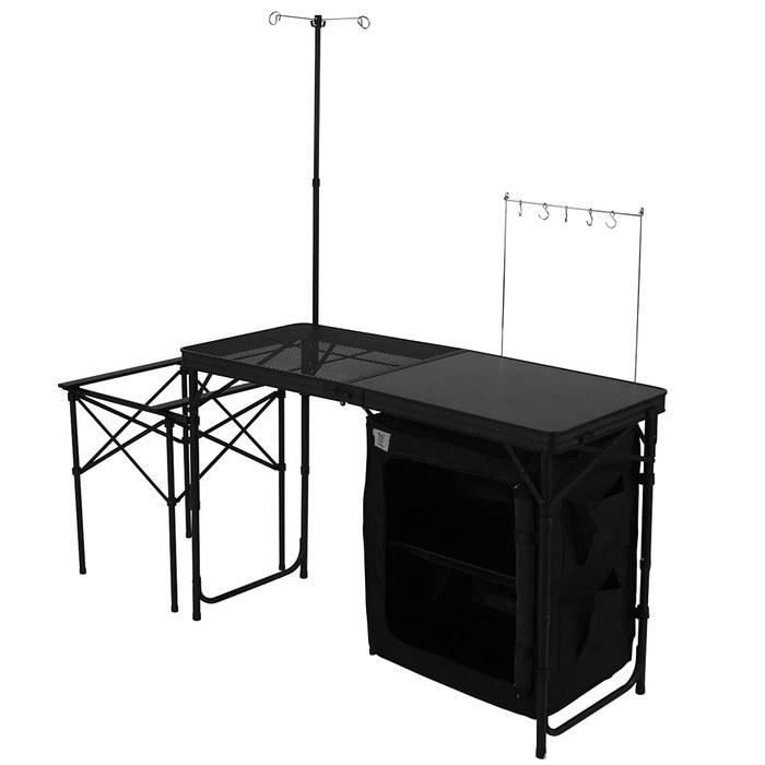 DOD Cooking King All-in-One Kitchen Medium with Heat-Resistant Mesh & Storage Shelf TB5-723-BK Black