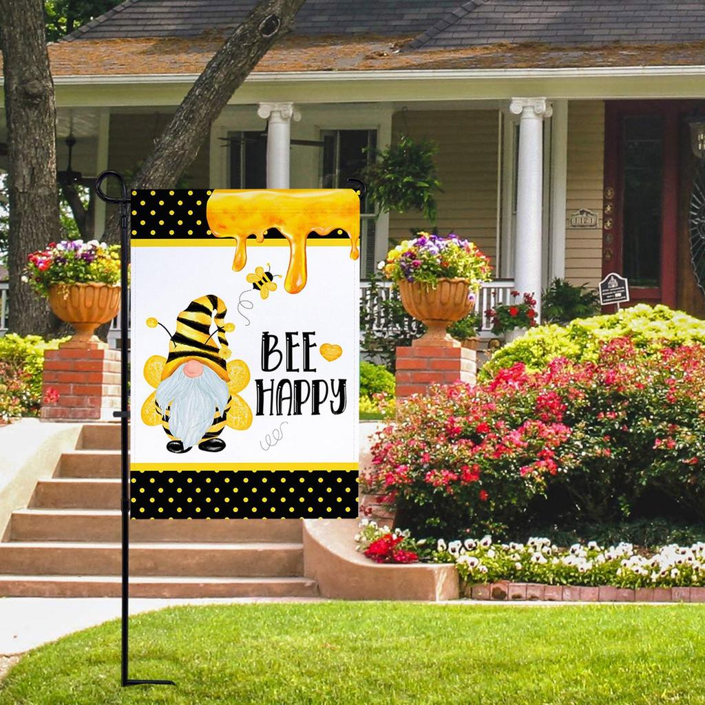 День Праздника Пчелы Флаг Декор Гном Флаг Валентина Гном Крыльцо Сад Флаг