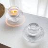 Clear UFO Shaped Small Glass Candle Holder for Table Design, Transparent Flying Saucer Tealight Candlestick, Modern Home Decor