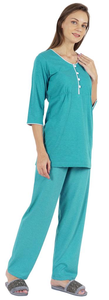 Inkmeso Solid Nightwear Set W  Pyjama For Women Cotton Nightwear 2 Pcs
