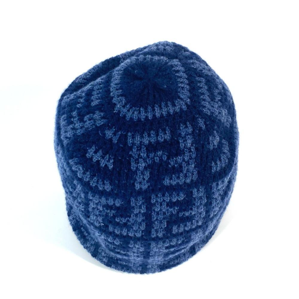 FENDI FXQ798 beanie hat knit hat knit cap Zucca logo  Knit hat Cashmere Navy