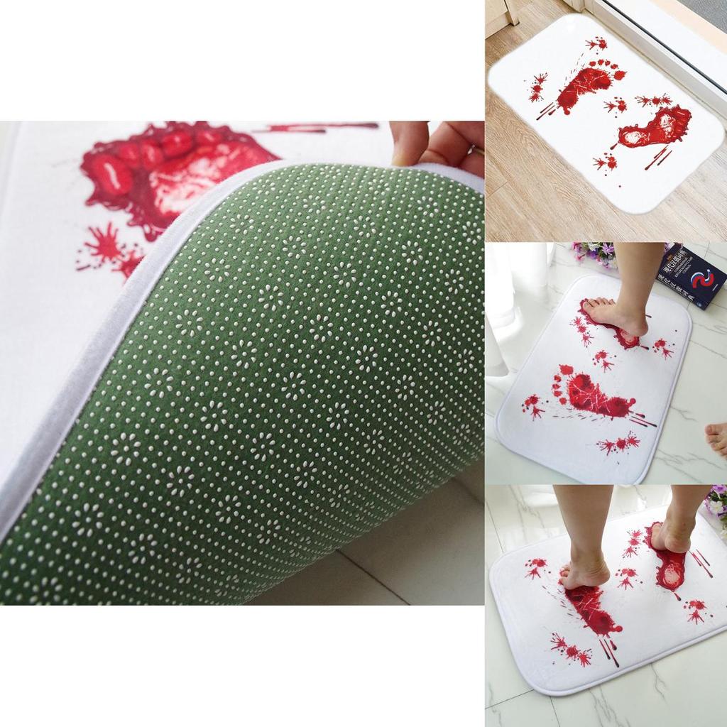 Halloween Cartoon Door Mat With Blood Footprint Pattern For Home Entryway Decor