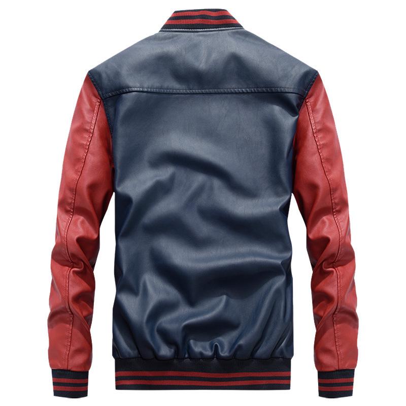 Leather Jacket Men's Casual Coat PU Jacket Baseball Stand-up Collar Spring and Autumn Men's Leather Jacket