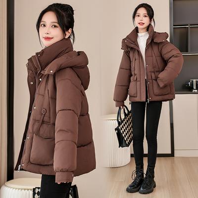 2025 Короткая стеганая куртка с капюшоном женская новая зимняя утолщенная теплая куртка с мягкой подкладкой свободная куртка-пуховик