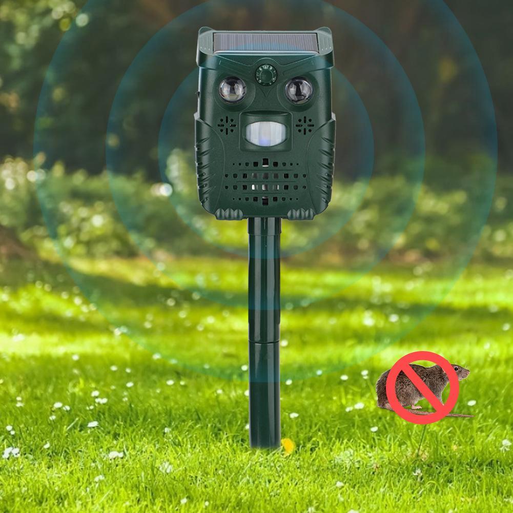 ABS пластик ультразвуковой звук белый свет мигающий солнечный отпугиватель животных для двора сад