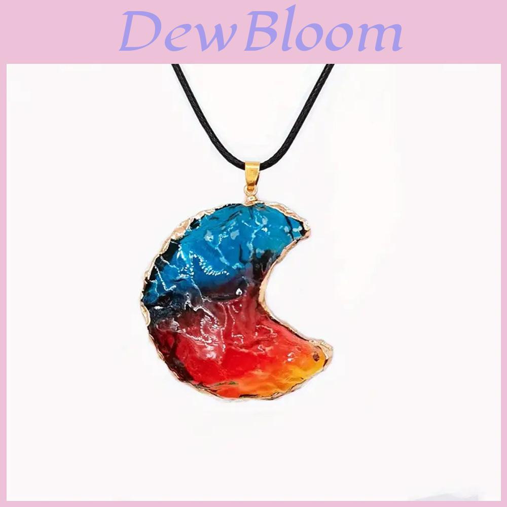 Crystal Moon Pendant Necklace With Rainbow Quartz For Boho Jewelry Crafts