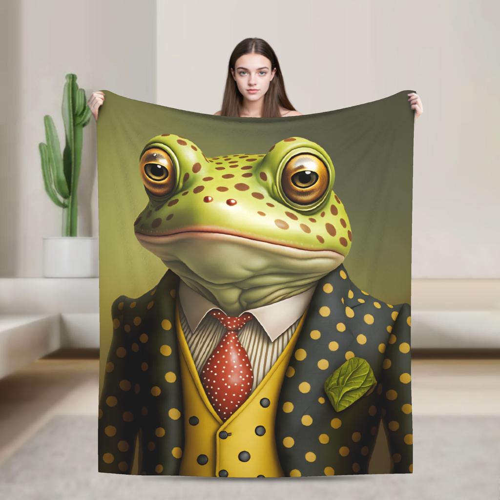 Gentleman Frog Blankets Super Warm Funny Plush Throw Blanket For Girls Boys Home Decor Flannel Bedspread Bed Cover
