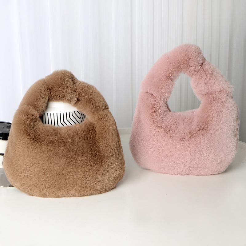 Simple Autumn and Winter Underarm Dumpling Bag Women's Bag Fashion Handbag Messenger Bag Plush Bag