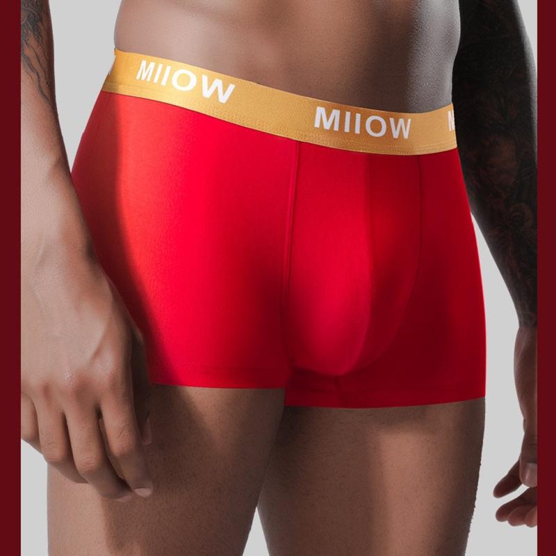 MiiOW, комплект из 5 шт., носки-боксеры из органического хлопка, мужское нижнее белье, боксеры, дышащие мужские трусы, шорты-боксеры, новогодние красные трусы