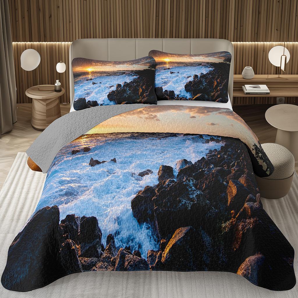 Покрывало Дерево Пейзаж Природы Покрывала для Мальчиков Девочек Реверсивный Серый Комплект Покрывала Современное Абстрактное Искусство Стеганое Постельное Белье Квин