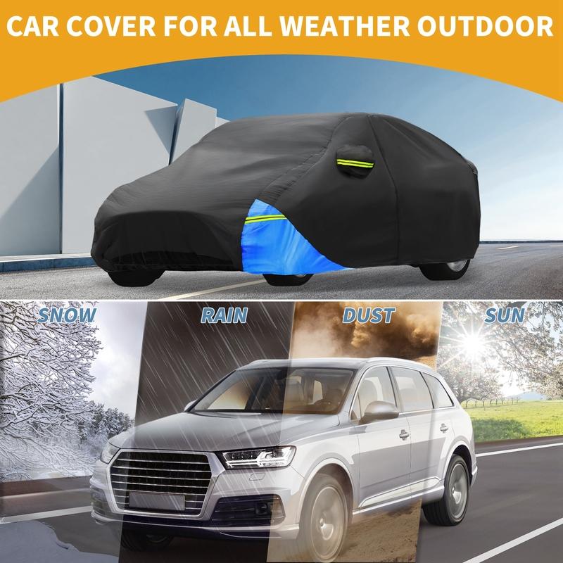 Motoforti Waterproof Car Cover Car Outdoor Full Car Cover for Tesla Model Y 210DBlack Blue with Door Zipper All Weather