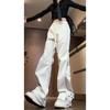 Women's Clothes White Cargo Pants Hiking Outdoor Sweatpants Buckle Up Student Loose Windproof Waterproof Straight Trousers