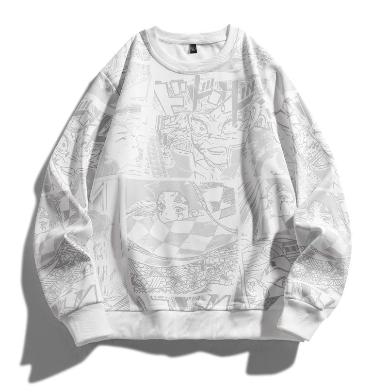 Осень и зима плюс размер тренд полный принт аниме толстовка для мужчин свободный крой