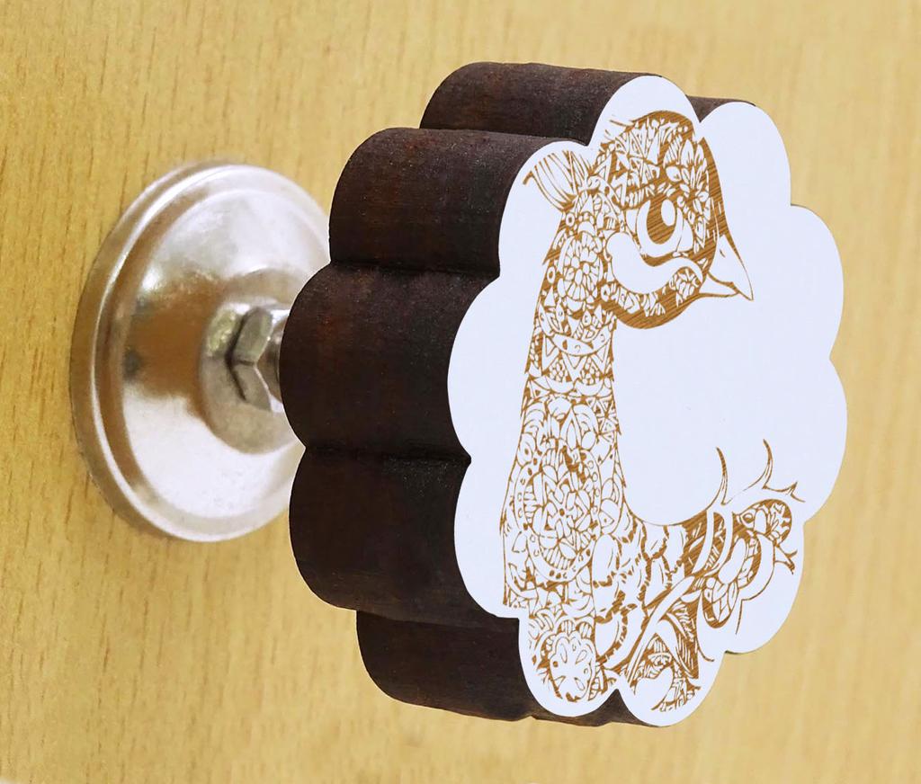 IBA Indianbeautifulart Brown Engraved Knobs 10 Pc Furniture Wooden Scallop Knobs Rustic Drawer