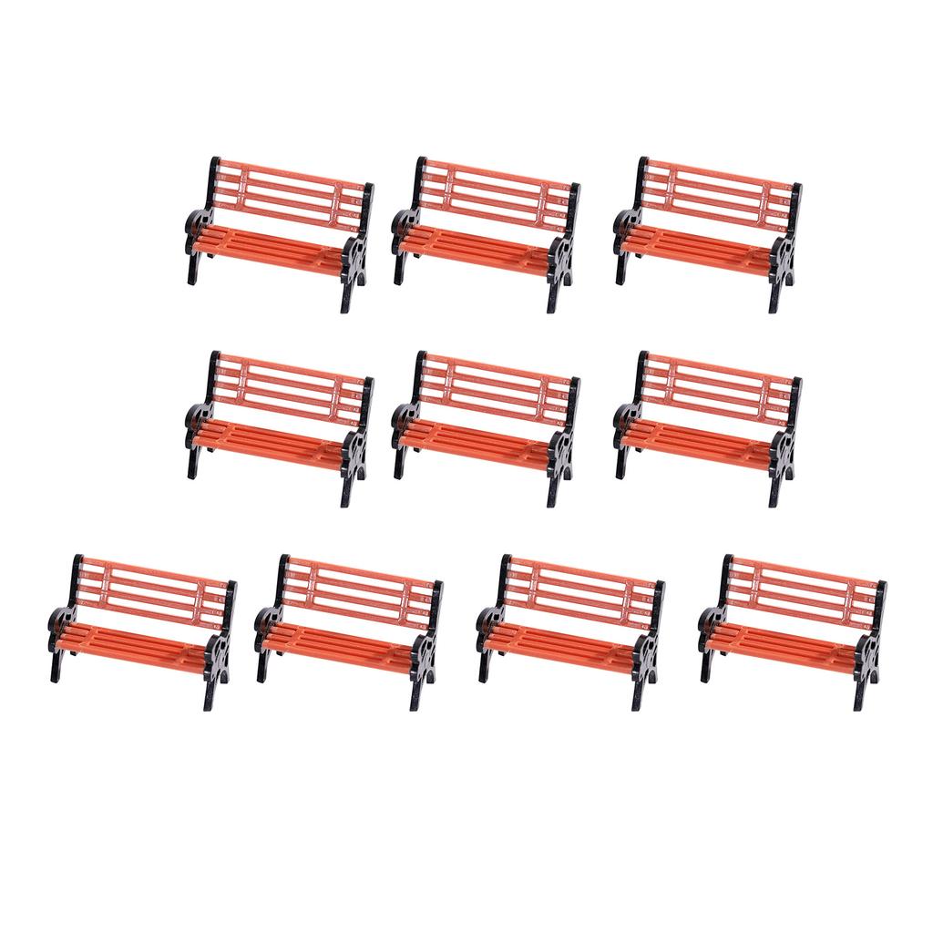 10Pcs Model Train Bench Chair Settee Street Park Layout Model Park Bench Mini Garden Ornament Park Bench Craft