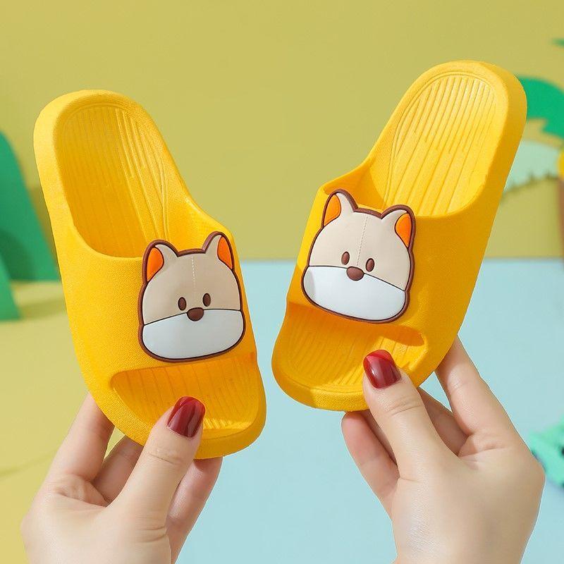 Детские летние домашние нескользящие тапочки для мужчин и девочек, домашние сандалии с мягкой подошвой с изображением собаки