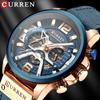 Chronograph Men Luxury Multi-Function Dial Sport Watches Leather Waterproof Military Wristwatch M8329