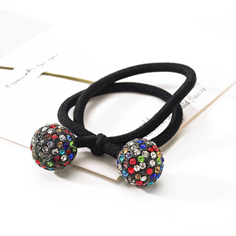 Многоцветные резинки для волос с шариками из страз, корейские резинки два-в-одном, эластичные, держатели для хвостика, резинки для волос, женские, детские аксессуары для волос