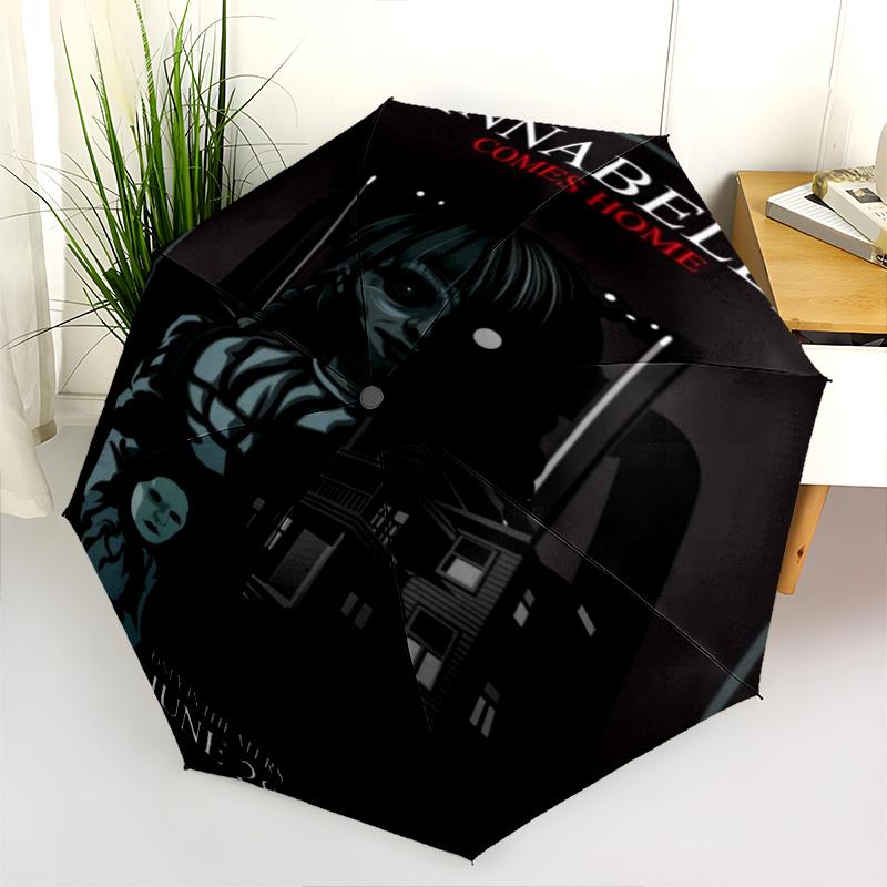 Creepy Doll Haunts Scream Fest Folding umbrella Suitable for all seasons Portable travel Sun umbrella Gift