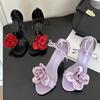 Sexy Slingback High Heels Sandals Women Summer Pointed Toe Wrap Heel Fashion Sandals Flower Open Toe Party Dress Shoes for Women